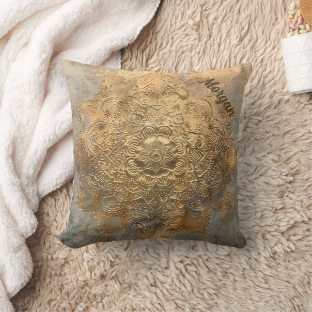 Personalised Embossed Mandala | Elegant Boho Gift Cushion (Blanket)
