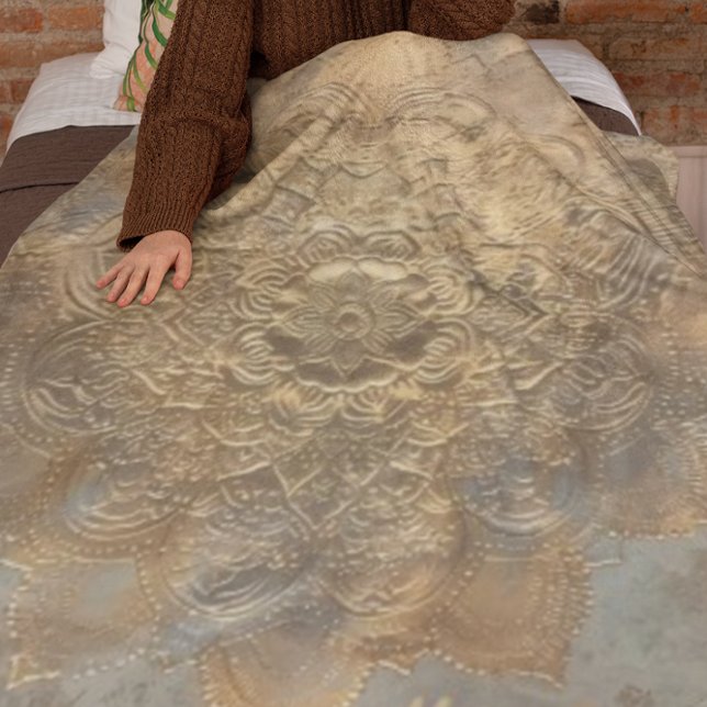 Personalised Embossed Mandala | Elegant Boho Gift Fleece Blanket (Creator Uploaded)