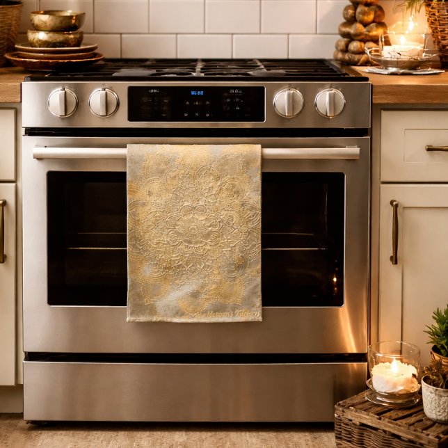 Personalised Embossed Mandala | Elegant Boho Gift Tea Towel (Creator Uploaded)