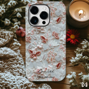 Personalised Embroidered Floral iPhone Case