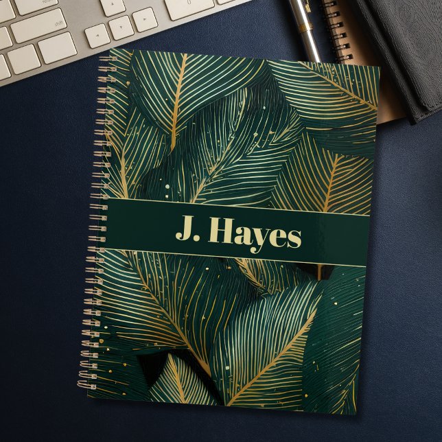 Personalised Emerald Gold Tropical Leaf Planner (Creator Uploaded)