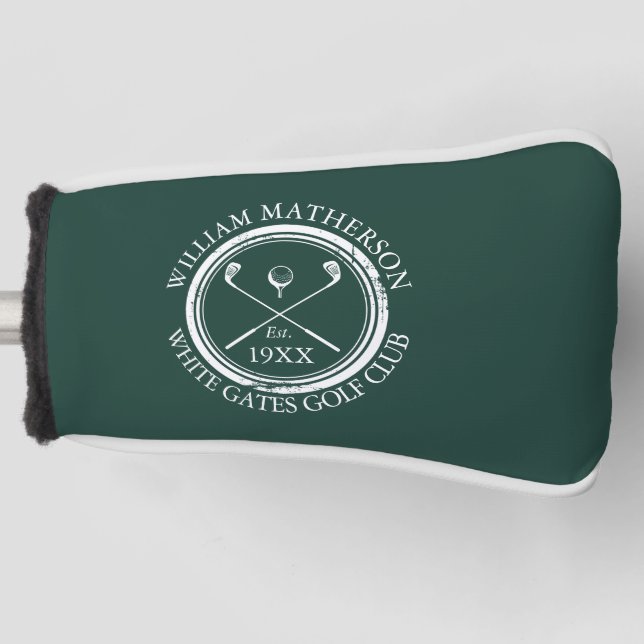 Personalised Emerald Green Golf Club Name Golf Head Cover (Front)