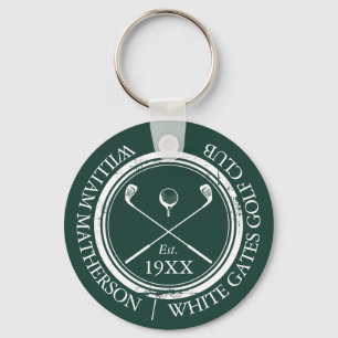 Personalised Emerald Green Golf Club Name Key Ring