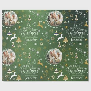 Personalised Emerald Green Merry Christmas gift Wr Wrapping Paper