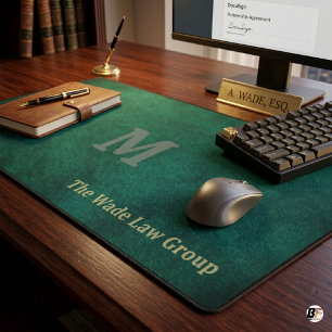 Personalised Emerald Green Vintage Texture Attorne Desk Mat