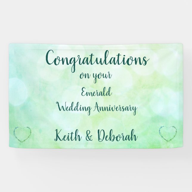 Personalised Emerald Wedding Anniversary Banner (Horizontal)