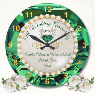 Personalised ,Emerald Wedding Anniversary Gifts, Large Clock