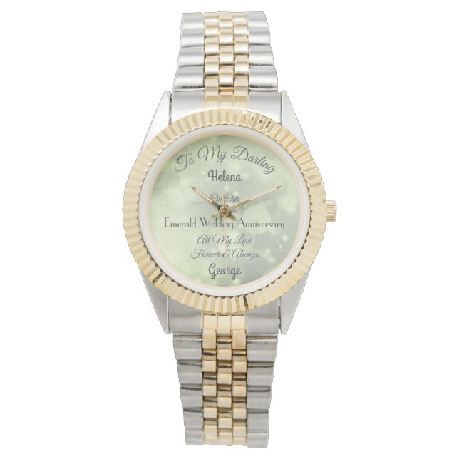 Personalised Emerald Wedding Anniversary Watch (Front)