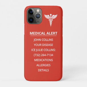 Personalised Emergency Medical Alert ID Phone Tag iPhone 11 Pro Case