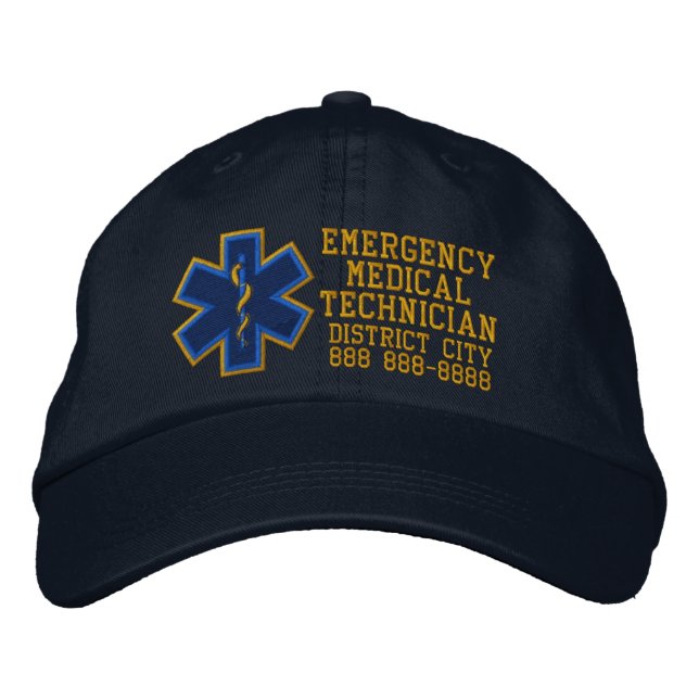 Personalised Emergency Medical Technician Embroidered Hat (Front)