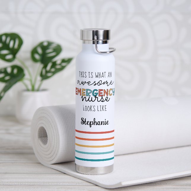 Personalised Emergency Nurse Funny Awesome Water Bottle (Yoga)