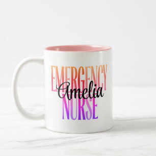 Personalised Emergency Nurse Gift for ER Nurses Two-Tone Coffee Mug