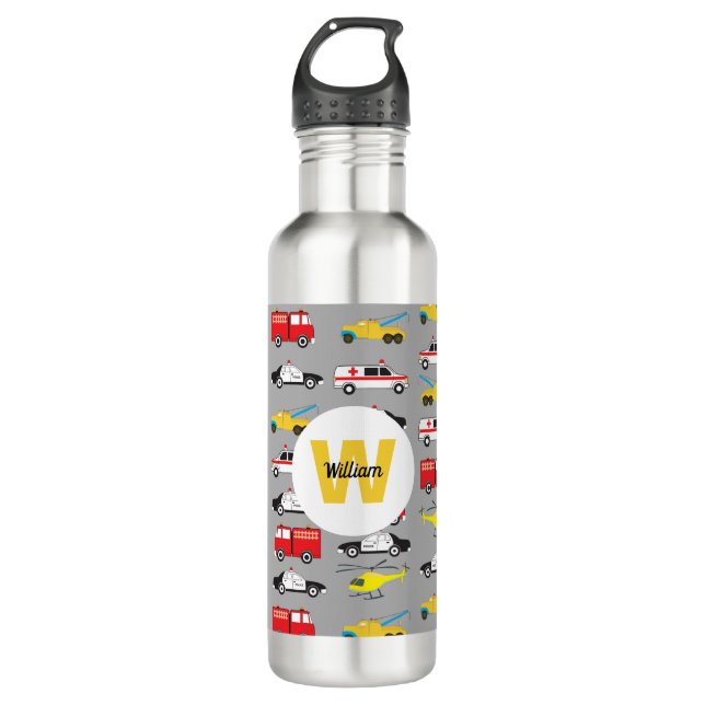 Personalised Emergency Vehicles Transportation 710 Ml Water Bottle (Front)