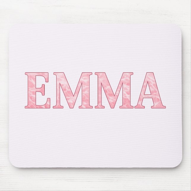 Personalised EMMA Pink Marble Mouse Mat (Front)