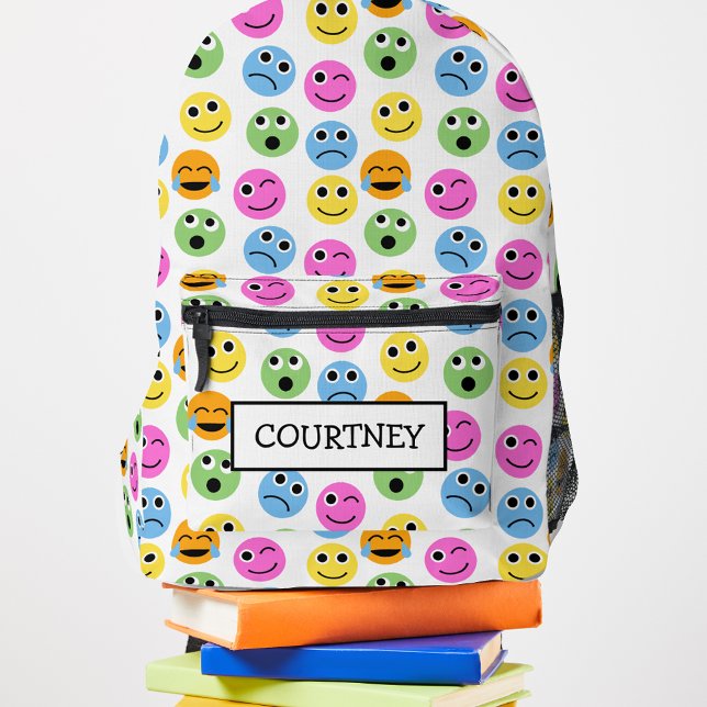 Personalised Emojis Faces Colourful Patterned Printed Backpack (Creator Uploaded)