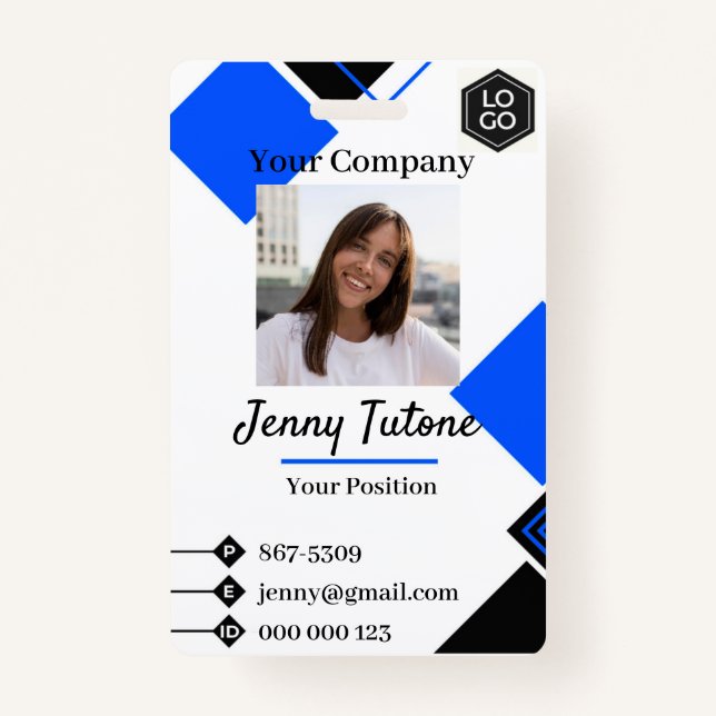 Personalised Employee Logo & Photo ID Badge (Front)