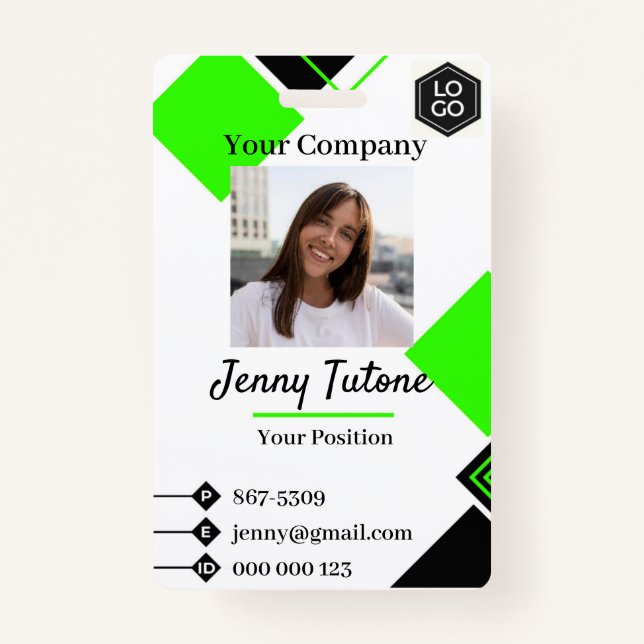 Personalised Employee Logo & Photo ID Badge (Front)