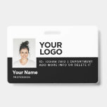 Personalised Employee Modern Photo ID Security Badge<br><div class="desc">Easily personalise this Custom Horizontal Employee Name Badge with Photo, Scan Bar Code or Qr code and business logo. A simple business design in black and white colours fully customisable in front and back sizes, sans-serif basic and modern fonts and a professional and clear look. These standard security id name...</div>