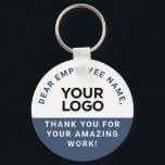 Personalised Employee Name Text Logo Appreciation Key Ring<br><div class="desc">Easily personalise these Business Logo Bulk Personalised Employee Name Text Logo Appreciation keychains with text, company or party name, and business logo, photo or any image. A simple formal business design in navy blue and white colours fully customisable, sans-serif basic and modern fonts and a professional and clear look. These...</div>