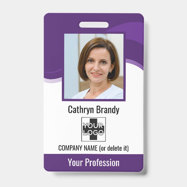 Personalised Employee, Photo, Bar Code & Logo ID Badge (Front)