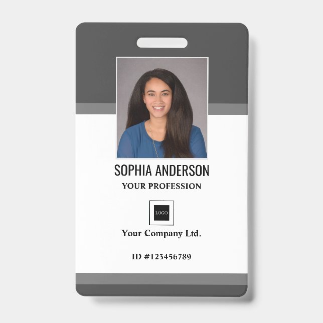 Personalised Employee Photo, Bar Code, Logo, Name  ID Badge (Front)