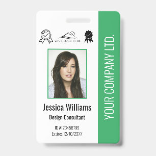Personalised Employee Photo Certification Green ID Badge