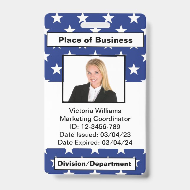 Personalised Employee Photo ID Badge (Front)