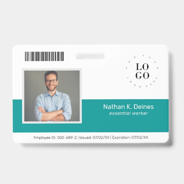Personalised Employee Photo ID Company Security Badge (Front)