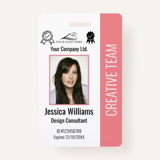 Personalised Employee Photo ID Company Security ID Badge (Front)