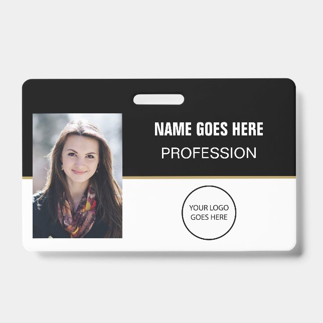 Personalised Employee Photo Logo Bar Name ID Badge (Front)