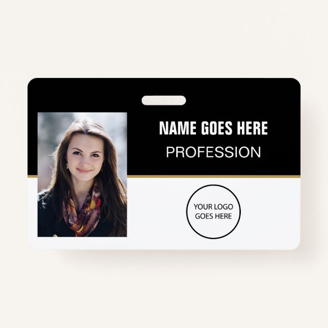 Personalised Employee Photo Logo Bar Name ID Badge (Front)