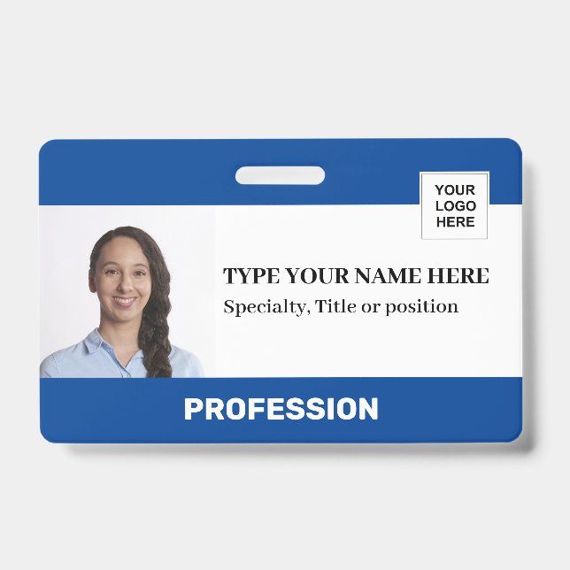 Personalised Employee | Photo Logo Barcode Name ID Badge (Front)