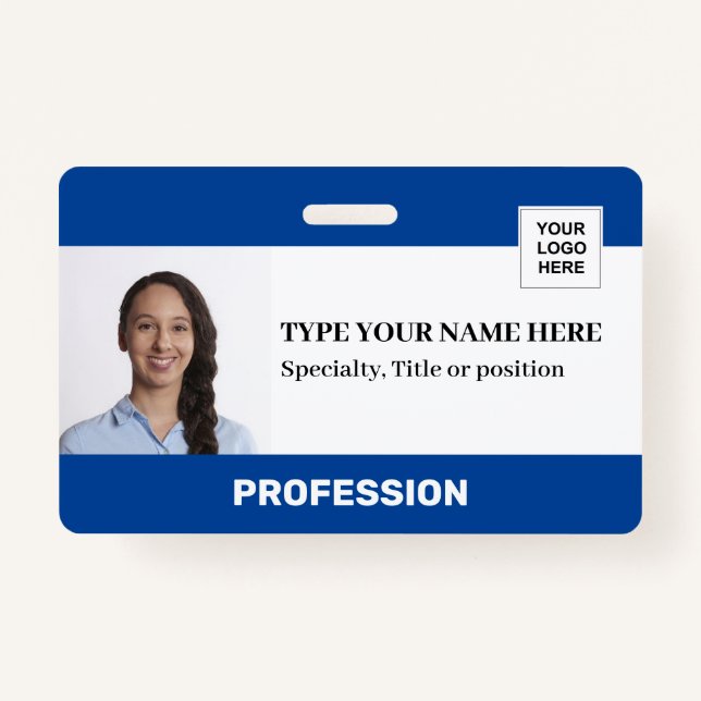 Personalised Employee | Photo Logo Barcode Name ID Badge (Front)