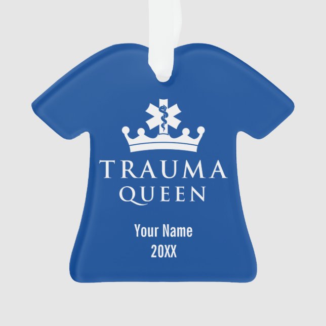 Personalised EMS EMT Paramedic Trauma Queen Ornament (Front)
