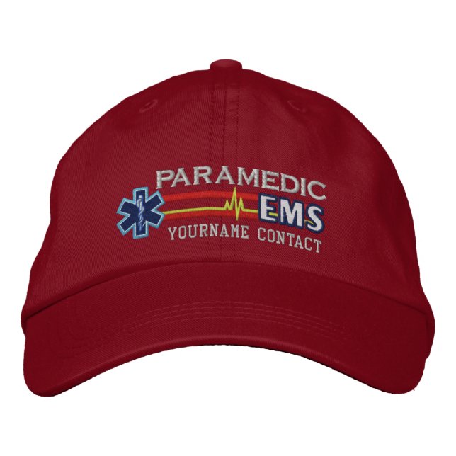 Personalised EMS Paramedic Star of Life Embroidered Hat (Front)