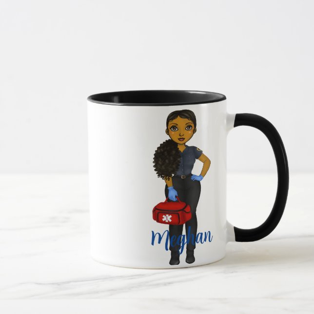 Personalised EMT Fuel Chic Hispanic Woman Coffee Mug (Right)