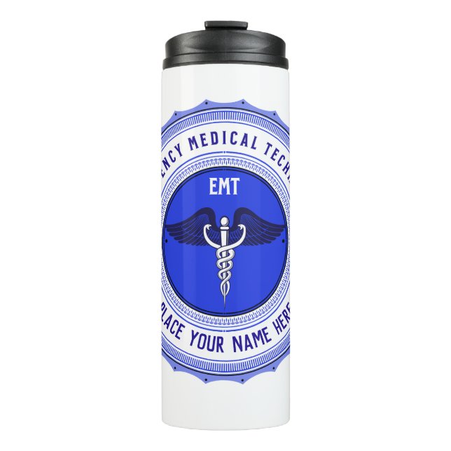Personalised EMT Paramedics Caduceus Thermal Tumbler (Front)
