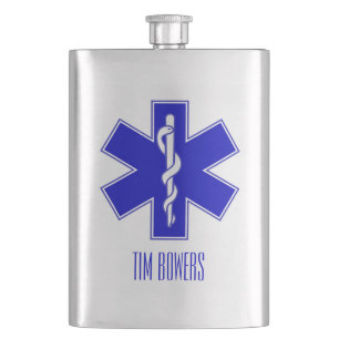 Personalised EMT Star of Life Symbol Hip Flask