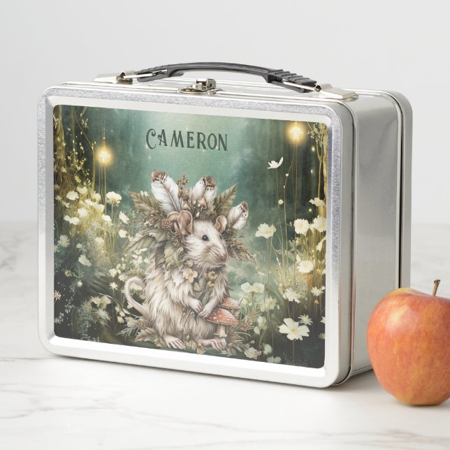 Personalised Enchanted Forest Mouse Metal Lunch Box (In Situ)
