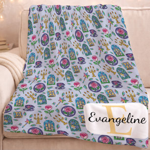 Personalised Enchanted Rose Stained Glass Fleece Blanket