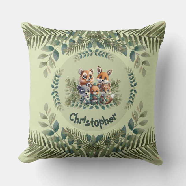 Personalised Enchanting Forest Friends Cushion (Front)