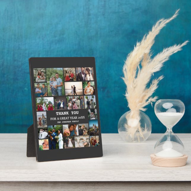 Personalised End Of Year Family 22 Photo Collage Plaque (Side)