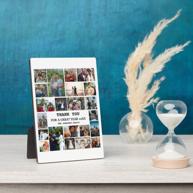 Personalised End Of Year Family 22 Photo Collage Plaque (Side)