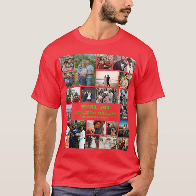 Personalised End Of Year Family 22 Photo Collage T-Shirt (Front)