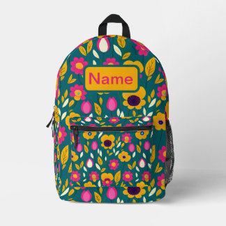 Personalised Energetic Teal Floral Backpack