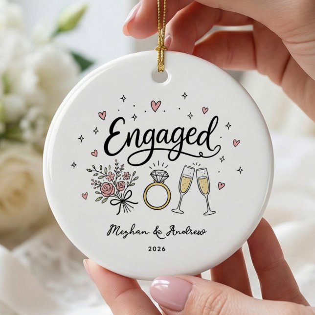 Personalised Engaged Christmas Ornament (Creator Uploaded)