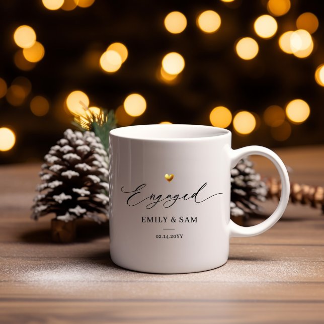 Personalised Engaged Mug with Couple Names & Date (Creator Uploaded)
