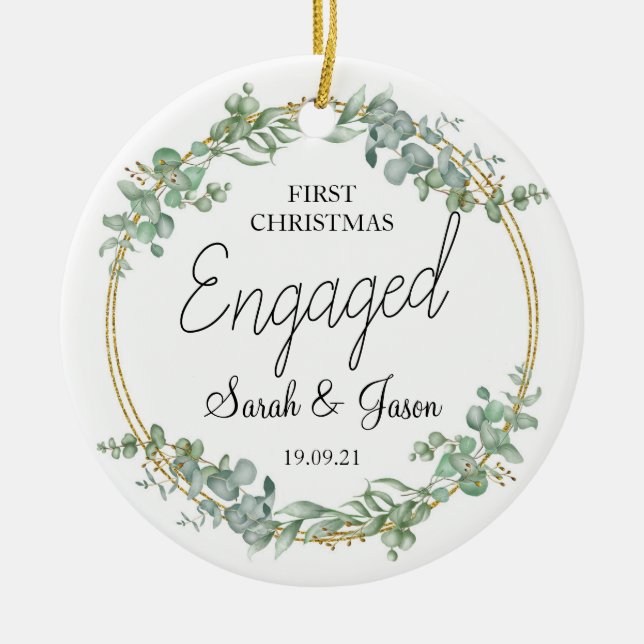Personalised Engaged Ornament- Engagement Ornament (Front)