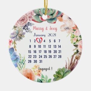 Personalised Engaged -wedding date 3 of 31 Ceramic Tree Decoration