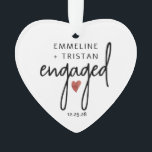 Personalised Engagement Acrylic Ornament<br><div class="desc">Modern minimalist engagement heart shaped ornament gift for the prospective bride and groom. Modern minimalist engagement with signature red heart.</div>